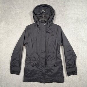 The North Face HyVent Women's Med Hiking Waterproof Jacket Full Zip Rain Black